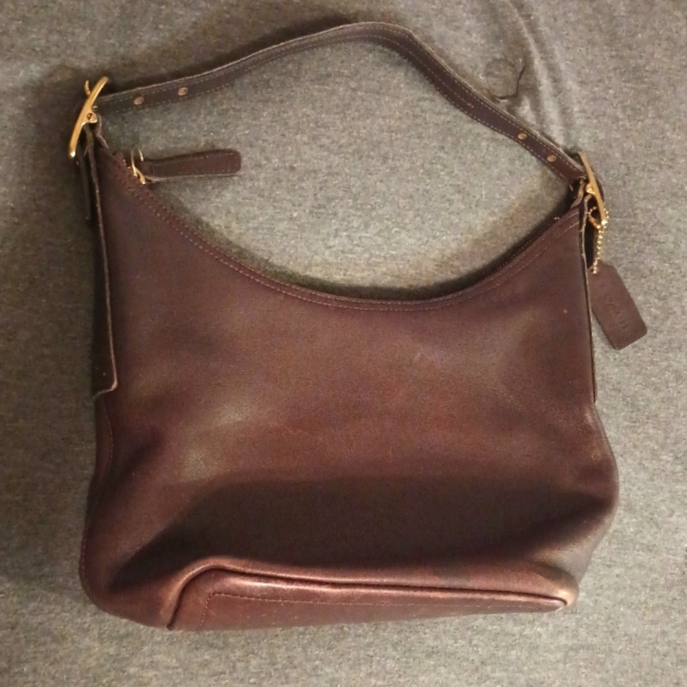 Coach Vintage Brown Leather Hobo Purse Gold Adjustable Straps